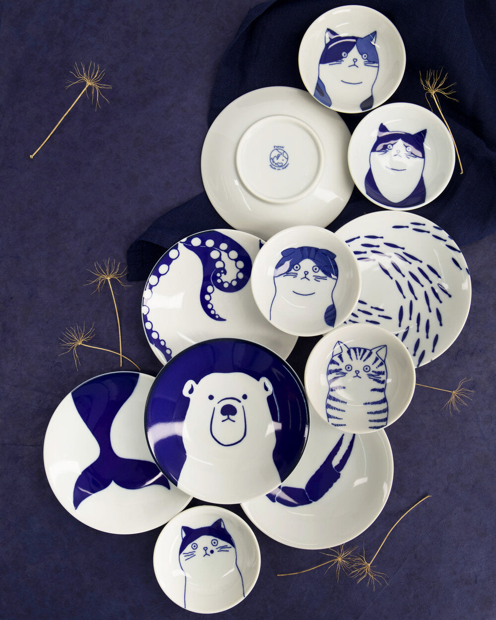 Octpus Kawaii tallerken, blå/hvid - Ø13,7 cm.